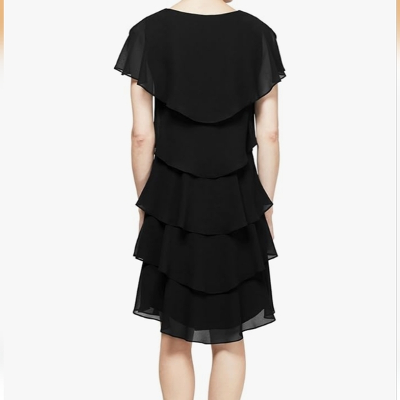 Scarlett Black Textile Layered Midi Dress. - Picture 2 of 10